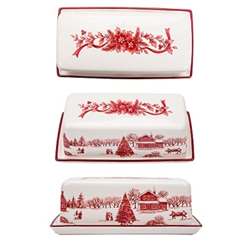 Bico Toile De Jouy Ceramic Butter Dish - Dishwasher Safe