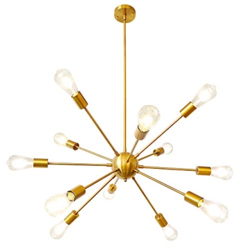 LynPon Gold Sputnik Chandelier Modern Adjustable Height Lighting
