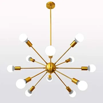LynPon Gold Sputnik Chandelier Modern Adjustable Height Lighting