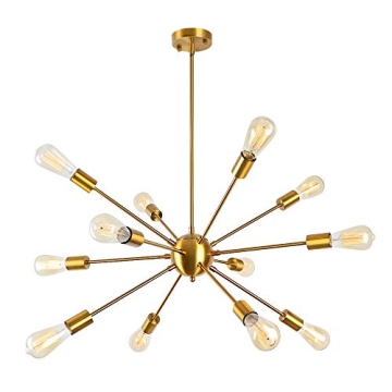 LynPon Gold Sputnik Chandelier Modern Adjustable Height Lighting