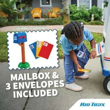 Kid Trax 6V USPS Mail Truck Ride-On Toy for Kids, Ages 3-5, Max Weight 60 lb, Includes Mailbox, Play Envelopes, Working Headlights/Horn, FM Radio/MP3 Input, Mail Truck, Kids Mail Truck, Kids Carrier
