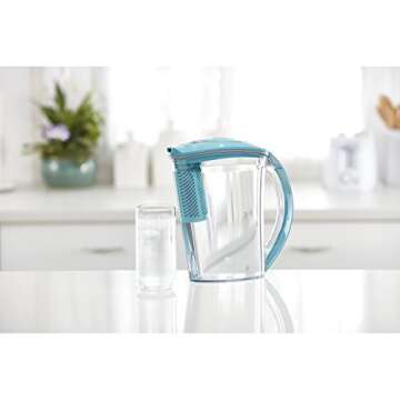 Brita Large Water Filter Pitcher for Tap and Drinking Water with 1 Stream Filter, Lasts 2 Months, 10-Cup Capacity, BPA Free, Lake Blue