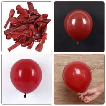 RUBFAC 129pcs Ruby Red Balloons Different Sizes 18 12 10 5 Inches for Garland Arch, Premium Red Latex Balloons for Birthday Wedding Valentine's Day Christmas Party Decoration