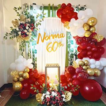 RUBFAC 129pcs Ruby Red Balloons Different Sizes 18 12 10 5 Inches for Garland Arch, Premium Red Latex Balloons for Birthday Wedding Valentine's Day Christmas Party Decoration