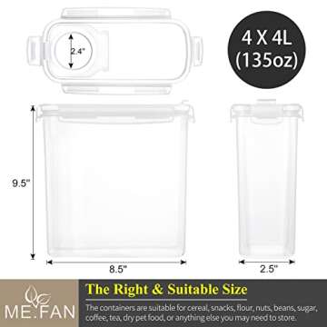 ME.FAN Airtight Cereal Storage Containers - 4L Set