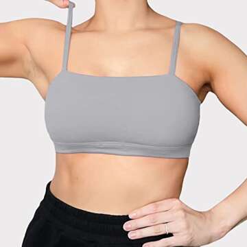 Aoxjox Women's Workout Bandeau Sports Bras Training Fitness Running Yoga Crop Tank Top (Grey, Small)