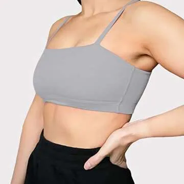 Aoxjox Women's Workout Bandeau Sports Bras Training Fitness Running Yoga Crop Tank Top (Grey, Small)