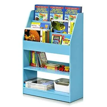 Furinno Lova Magazine/Bookshelf with Storage, 3-Row, Light Blue