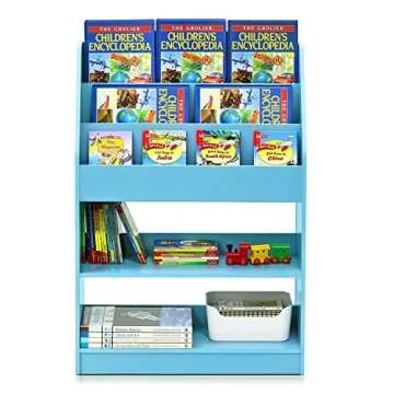 Furinno Lova Magazine/Bookshelf with Storage, 3-Row, Light Blue