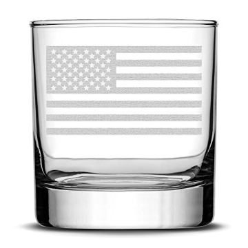 Integrity Bottles American Flag Premium Whiskey Glass – Handmade & Etched, 11oz