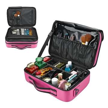 Shretty 13.5 Inch Makeup Bag travel organizer Cosmetic Case Professional Artist Storage Bag with Adj...