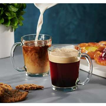 Godinger Coffee Mugs, Italian Made Glass Coffee Mug, Hot Beverage Tea Cups, Glass Cups, Drinking Glasses - 10oz., Set of 4