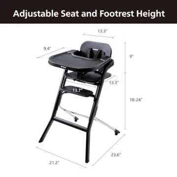 Unilove Grow with Me 2-in-1 Baby High Chair – Adjustable Toddler Chair with Baby Set, Removable Harness, One-Hand Seat & Footrest Adjustment, for Ages 6-60 Months - Truffle Black