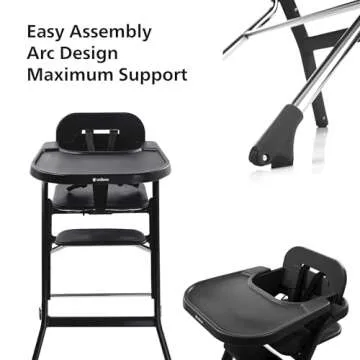 Unilove Grow with Me 2-in-1 Baby High Chair – Adjustable Toddler Chair with Baby Set, Removable Harness, One-Hand Seat & Footrest Adjustment, for Ages 6-60 Months - Truffle Black