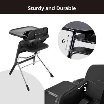 Unilove Grow with Me 2-in-1 Baby High Chair – Adjustable Toddler Chair with Baby Set, Removable Harness, One-Hand Seat & Footrest Adjustment, for Ages 6-60 Months - Truffle Black