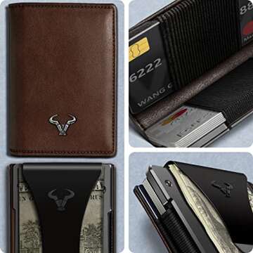 BULLIANT Mens Wallet Money Clip, Slim Wallet Card Case Expandable for 11 Cards RFID Blocking,One Car...