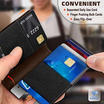 BULLIANT Mens Wallet Money Clip, Slim Wallet Card Case Expandable for 11 Cards RFID Blocking,One Card Size