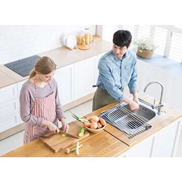 Ahyuan Roll up Dish Drying Rack Over The Sink Kitchen Roll up Sink Drying Rack Portable Dish Drainer Foldable Dish Drying Rack (Warm Gray, 17.8''X14'')