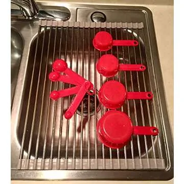 Ahyuan Roll up Dish Drying Rack Over The Sink Kitchen Roll up Sink Drying Rack Portable Dish Drainer Foldable Dish Drying Rack (Warm Gray, 17.8''X14'')