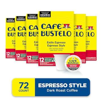 Café Bustelo Espresso Style Dark Roast Coffee, 72 Count Keurig K-Cup Pods