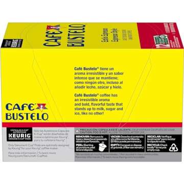 Café Bustelo Espresso Style Dark Roast Coffee, 72 Count Keurig K-Cup Pods