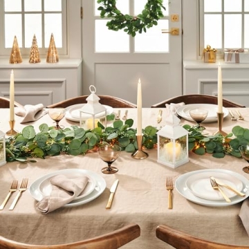 LampLust Faux Eucalyptus Garland with Lights, 6 FT Greenery Garland, 120 LED Lights, Battery Powered Ivy Garland, Greenery Garlands for Table Mantle, Spring Garland, Farmhouse Decor, Spring Home Décor