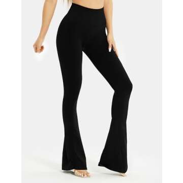 NEWVISISTER Flare Workout Leggings for Women Tummy Control Seamless Scrunch Butt Gym Leggings High W...