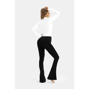 NEWVISISTER Flare Workout Leggings for Women Tummy Control Seamless Scrunch Butt Gym Leggings High Waisted Yoga Pants, Black, Large