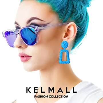 KELMALL Classic Rectangle Dangle Earrings - Trendy Textured Design