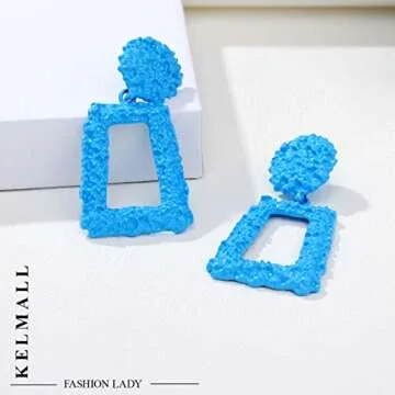 KELMALL Trendy Rectangle Dangle Earrings for Women