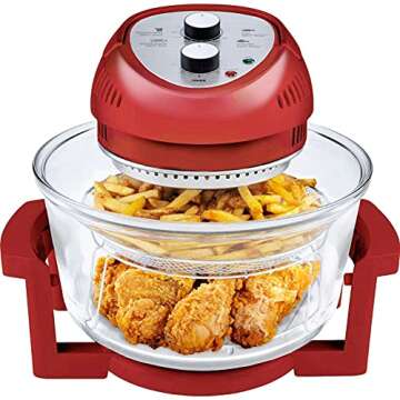 Big Boss 16Qt Large Glass Air Fryer Non Toxic – Large Halogen Oven Cooker with 50+ Air Fryers Recipe Book for Meals for Entire Family, Healthier Oil-Free Crispy Foods As Seen on TikTok