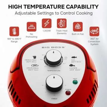 Big Boss 16Qt Large Glass Air Fryer Non Toxic – Large Halogen Oven Cooker with 50+ Air Fryers Recipe Book for Meals for Entire Family, Healthier Oil-Free Crispy Foods As Seen on TikTok