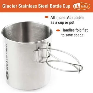 GSI Outdoors Glacier Stainless Steel Bottle Cup I Lightweight Cup or Pot for Travel, Camping and Bac...