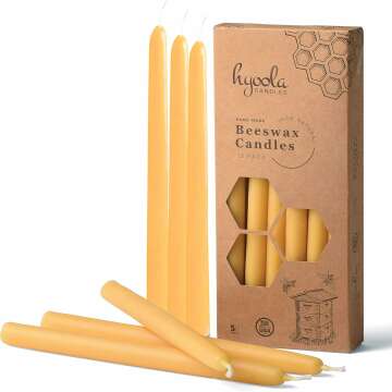 Beeswax Taper Candles - Handmade 12 Pack, 9 Inch