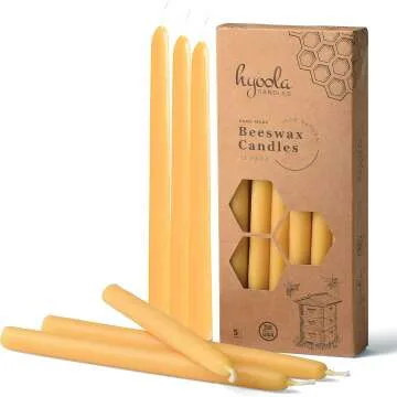 Beeswax Taper Candles - Handmade 12 Pack, 9 Inch