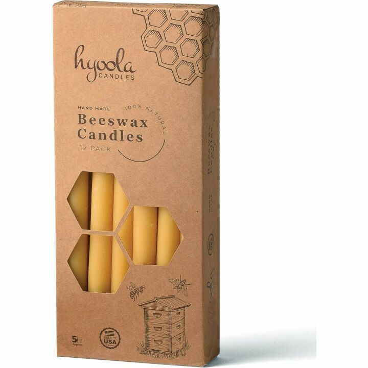 Beeswax Taper Candles - Handmade 12 Pack, 9 Inch
