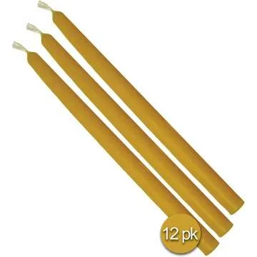 Beeswax Taper Candles - Handmade 12 Pack, 9 Inch