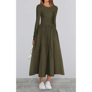 BTFBM Casual Long Sleeve Dresses Fall Dresses Solid Wedding Guest Dress Midi Dress Flowy Bohemian Long Dress