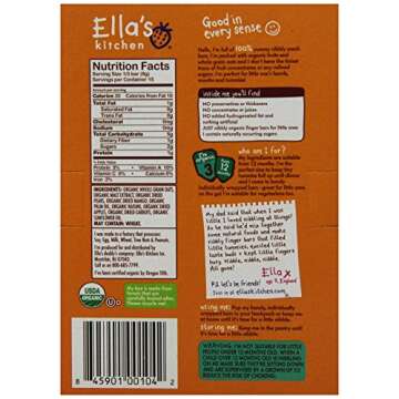Ella's Kitchen Mangoes + Carrots Nibbly Fingers Whole Grain Oat Finger Bars, 4.4 oz
