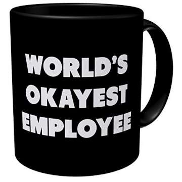 Aviento Black Word's Okayest Employee, Office, Boss 11 Ounces Funny Coffee Mug