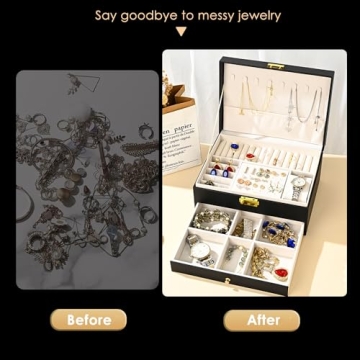 GUOER Jewelry Box - Elegant PU Leather Organizer for Women