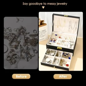 GUOER Jewelry Box - Elegant PU Leather Organizer for Women