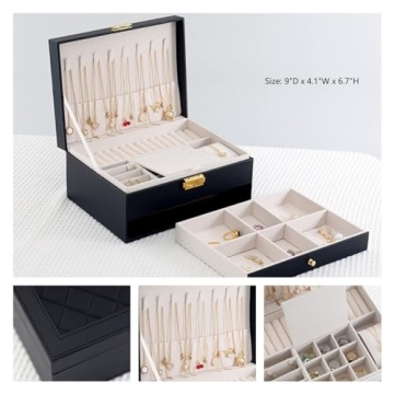 GUOER Jewelry Box - Elegant PU Leather Organizer for Women