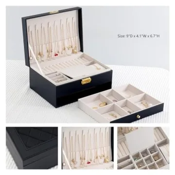 GUOER Jewelry Box - Elegant PU Leather Organizer for Women