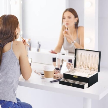 GUOER Jewelry Box - Elegant PU Leather Organizer for Women