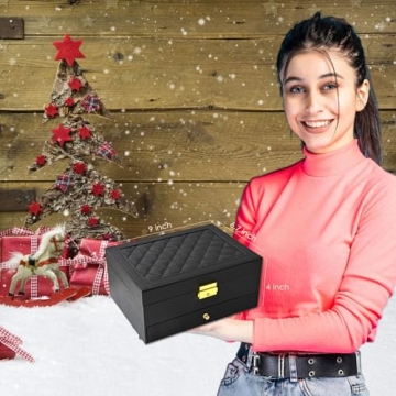 GUOER Jewelry Box - Elegant PU Leather Organizer for Women