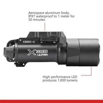 SureFire X300U-A Ultra High Output 1000 Lumens LED Weapon Light, Black, with 12 Extra CR123A and 3 Battery Cases - Universal/Picatinny Lever Latch Rail Mount, Z-XBC Push/Toggle Switch, 6V