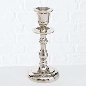 3-Piece Silver Aluminium Candle Holder Country House Style 3 Sizes