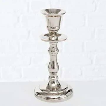 3-Piece Silver Aluminium Candle Holder Country House Style 3 Sizes