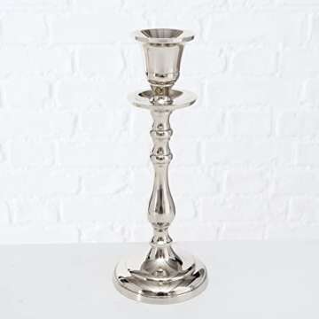 3-Piece Silver Aluminium Candle Holder Country House Style 3 Sizes